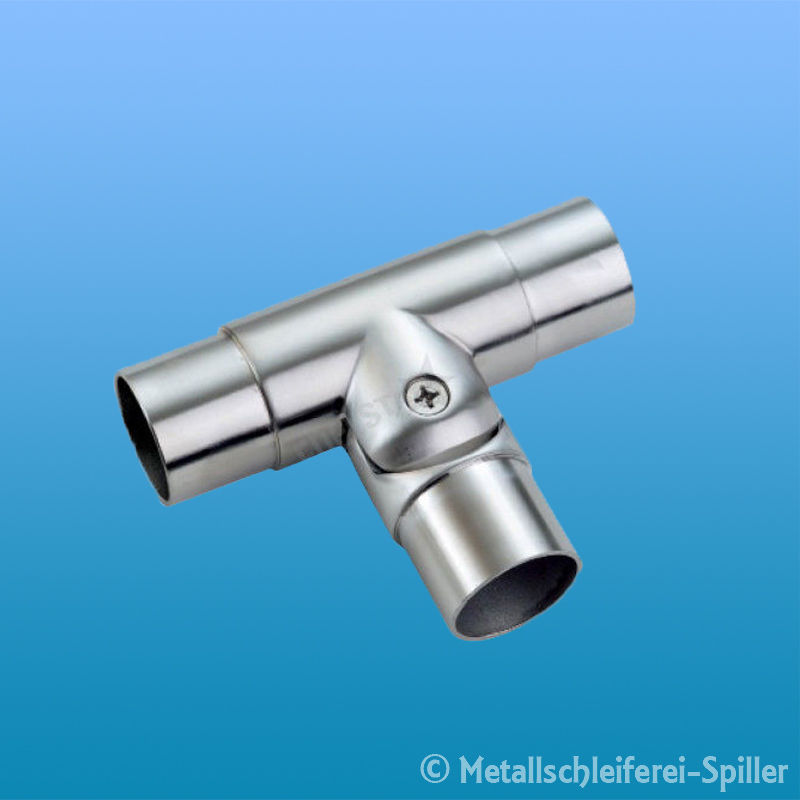 Edelstahl T-Stück mit flexiblem Abgang für Rundrohr V2A geschliffen Verbinder